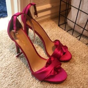 Satin pink strappy heels